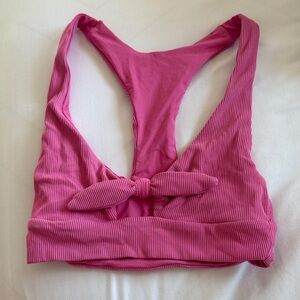 Pink Ribbed Women's Bikini Top